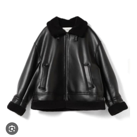 Ray beams black faux leather shearling jacket